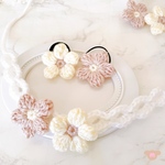 ナチュラルカラーのお花ヘッドドレス＆チョーカー🌸  手編み