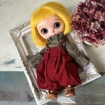 ポップマートブライス オビツ11 ねんどろいどどーる サイズ コーデュロイのサロペットパンツ