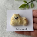 【訳ありお値下げ🎵】ポメラニアンの石塑粘土ブローチ/マグネット/プチギフト/うちの子/【品番P-18】