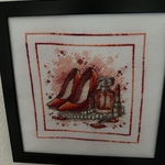 RED👠💄クロスステッチ刺繍額