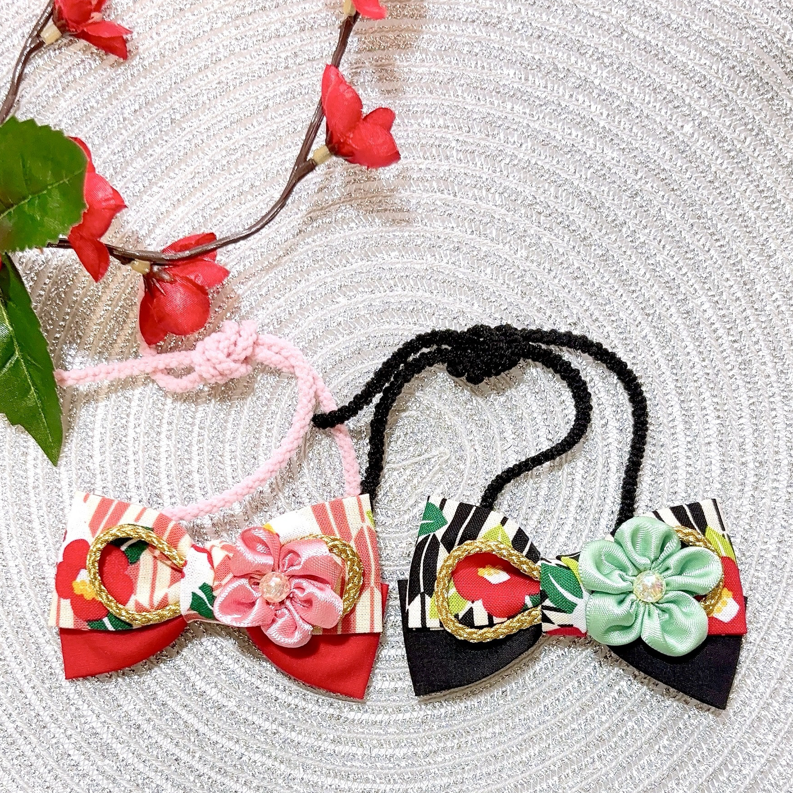 犬猫 お正月🎍リボンのチョーカー・和柄 - 手作り工房〜kakuko