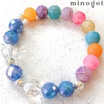 ⭐️幸運⭐️ブルーカルセドニーとカラーアゲートのカラフルブレスレット ✨ minegel ギフト プレゼント