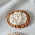 ニット×ラタン　コラボ作品　コーヒー染めカラー　ヘアクリップ