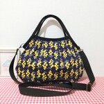 ショルダー対応 グラニーバッグ（北欧風＊ポンポンミモザ＊ネイビー）