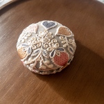 コンパクトミラー【インド刺繍リボン】いちご柄