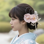 桃色の夢舞う胡蝶蘭の髪飾り 成人式 卒業式 結婚式 袴 振袖 留袖 着物 和装