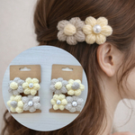『2点セットぷっくりお花のヘアクリップ』かぎ針編み　編み物　枯れない花　ヘアアクセサリー　プレゼント　ギフト