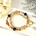 天然石使用💎 Brilliant Calm bracelet🧡🤎サードオニキス、スモーキークォーツ×チェコビーズ のMIXチェーンブレスレット