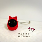 黒猫だるま猫ちゃん☆赤