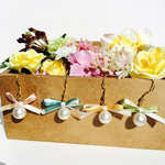 コットンパールとリボンのピアス