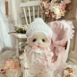 新春sale₊˚⊹ ʚɞモヘアのちっちゃな白猫ちゃん₊˚⊹ ʚɞおねんねクーファン付き•*¨*•.¸♬︎ テディベア