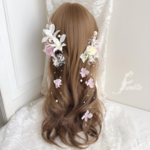 やさしい品格 ✧ ホワイト × くすみピンク × パール ｜ 髪飾り ハーフツイン 編みおろし ハーフアップ ｜ 前撮り 和装 パープル ウェディング プリンセス 成人式 卒業式 七五三 袴 振袖