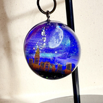 🌙✨ 満月夜のシティキーホルダー～Moonlit City Keychain