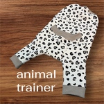 秋冬犬服☆裏起毛ニット豹柄trainerしろ