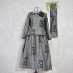 【2000円OFF★16000円⇒14000円】大島紬 着物リメイク👘竹文様セットアップ《スヌード＋ペチコート付き》