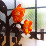 お花ピアス＊赤橙