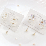 𝓃ℯ𝓌 ┊ 降り積もる ピアス /イヤリング 〈ゆれる ガラス お花 レジン チェーン 雪 冬 アレルギー金具選択可能〉