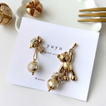 【再販】ゆれるゴールドくまの個性派アクセサリー🧸｜星チャーム×アシメデザイン×金属アレルギー対応ピアス・イヤリング
