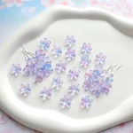 新サイズ★12mm 桜　芝桜　日々草　お花のガラスビーズ  ブルーグリッター×パープル、ブルーグラデーション
