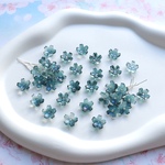 新サイズ★12mm 桜　芝桜　日々草　お花のガラスビーズ  ブルーグリッター×ピーコックグリーングラデーション