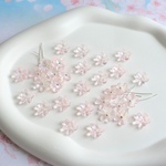 新サイズ★12mm 桜　芝桜　日々草　お花のガラスビーズ  ブルーグリッター×ピンクグラデーション