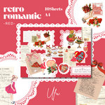 retro romantic - red - | design paper