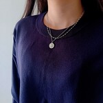再販2 上品シンプルなコインとペタルチェーンのプチネックレス 重ね付けセット 長さ変更可 シルバー サージカルステンレス アレルギー対応 普段使い 通勤 カジュアル プレゼント ギフト 