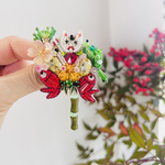 開運♡熊手のビーズ刺繍ブローチ