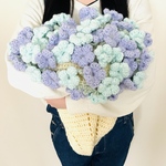 送料無料　お好きな色で　ブーケ　ブランケット　ネモフィラ☆かぎ編み　花　巾着☆  あみぐるみ　☆ 編みぐるみ　デイジー　ポーチ　小物　女の子　かぎあみ　毛糸　ギフト　プレゼント　グラニースクエア　花束