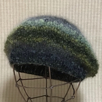 ⛄️SALE🌟グラデーションカラーの煌めき❇︎ループヤーンで編んだフワもこ♪ベレー帽/col.3グリーンミックス/再販