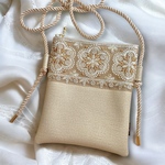 再販4✳︎インド刺繍リボンが目を惹くスマホポシェット　スマホポーチ　スマホショルダー