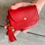 【小さな本革財布】ふっくらコンパクト財布レッド・赤いミニウォレット・レディース・メンズ・小銭入れ・ミニ財布◎ギフト