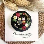 刺繍ブローチorヘアゴム✳︎謹賀新年✩︎お着物にゃんこ