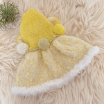 M343💛犬・猫用手編みワンピース　パフスリーブ