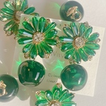 flower×apple(green/green) 2wayピアス、イヤリング