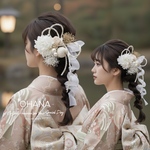 成人式　紐　＊　ホワイトxプラチナ　ヘッドドレス　＊　卒業式　成人式　髪飾り　前撮り　和装　袴　振袖