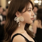 ふんわりリボン　パール　ピアス / イヤリング　結婚式　お呼ばれ　アクセサリー　アレルギー対応 サージカルステンレス