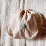 レースきんちゃく 水色お花刺繍