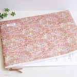 整理上手さんのA4メッシュケース仕切り付き*リバティJenny'sRibbonsピンク×オレンジ