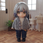 シンプルカーディガン【グレー】❤︎handmade❤︎11cmドールサイズ