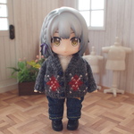 アーガイル柄カーディガン【濃いグレー】❤︎handmade❤︎11cmドールサイズ