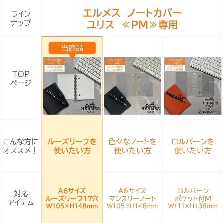 エルメス⭐︎ユリスPM ノートレフィル エルメス ユリスPM専用 レフィル不要 A6ルーズリーフバインダー - mint