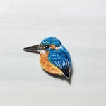 カワセミの小さな刺繍ブローチ　野鳥シリーズ　小鳥