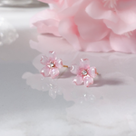 桜 一粒ピアス パステルカラー ピンク 花 シンプル 春 さくら 透明 クリア ３月 ４月 プレゼント  誕生花 sakura