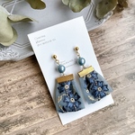 ブルー　インド刺繍 ピアス ／ イヤリング ／樹脂ピアス　ゴールド　金具交換無料