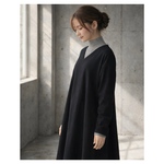 【全２２色】ふわふわ厚みが2倍／ゆったりリラックスワンピース／厚手ダブルガーゼワンピース／オーバーサイズ／ルームウェア／ブラック