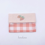 イチゴ刺繍 ピンク×チェック  ミニポケットティッシュケース