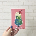 原画『宝石クリームソーダ』10㎝×15㎝　絵画/アクリル画/テクスチャーアート/アート/キャンバス/インテリア