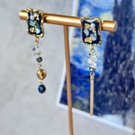 【SALE】ネイビー×ゴールドの輝き/アシンメトリー/ピアス/イヤリング