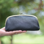 小銭が楽に取り出せる❤️革の親子がまぐち長財布👛ブラック